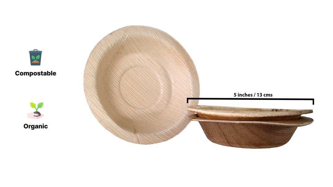 HARSHU 5 Inch Round Areca Bowls