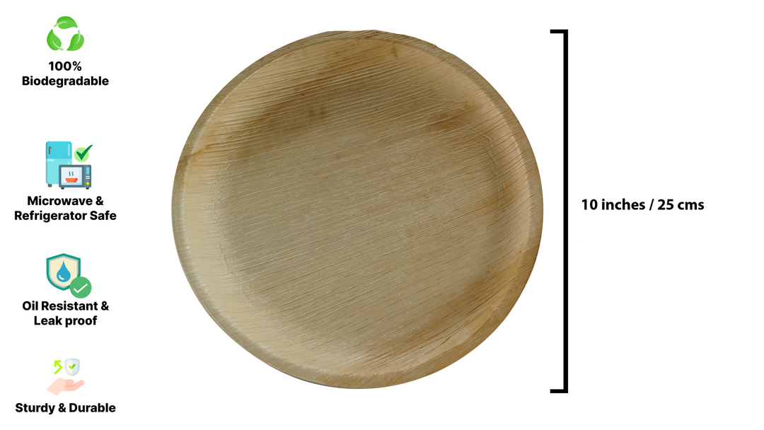 HARSHU 7 Inch Round Areca Palm Leaf Plates