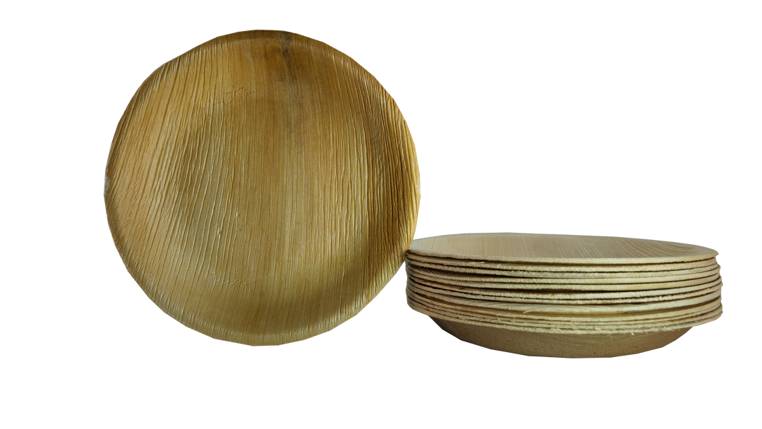 HARSHU 10 Inch Round Areca Palm Leaf Plates