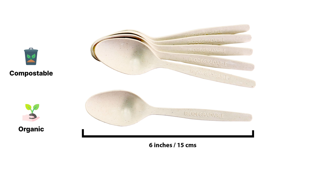 HARSHU Eco-Friendly Cornstarch 6.5” Disposable Spoon Set (100 per pack)