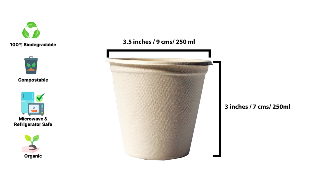 HARSHU 250ml Sugarcane Cups (50 per pack)