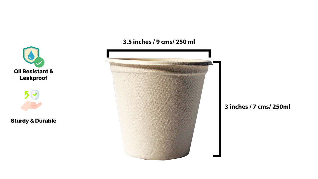 HARSHU 250ml Sugarcane Cups (50 per pack)